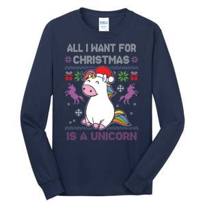 Santa Claus Unicorn Xmas Tall Long Sleeve T-Shirt