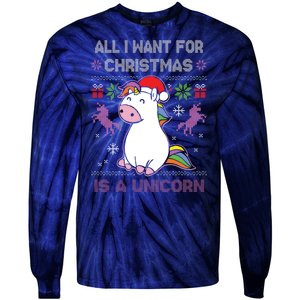 Santa Claus Unicorn Xmas Tie-Dye Long Sleeve Shirt