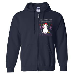 Santa Claus Unicorn Xmas Full Zip Hoodie