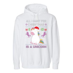 Santa Claus Unicorn Xmas Garment-Dyed Fleece Hoodie