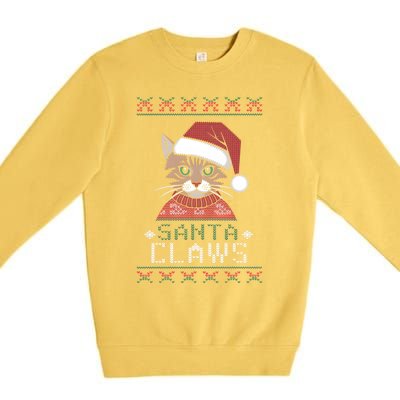 Santa Claw Ugly Christmas N Cat Xmas Cute Gift Premium Crewneck Sweatshirt