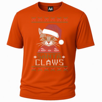 Santa Claw Ugly Christmas N Cat Xmas Cute Gift Cooling Performance Crew T-Shirt