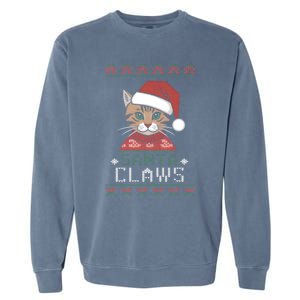 Santa Claw Ugly Christmas N Cat Xmas Cute Gift Garment-Dyed Sweatshirt