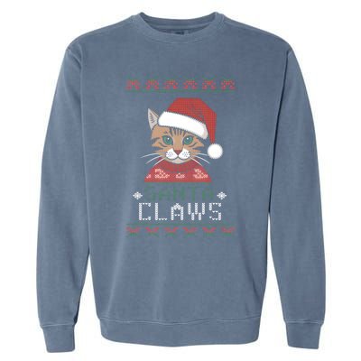 Santa Claw Ugly Christmas N Cat Xmas Cute Gift Garment-Dyed Sweatshirt