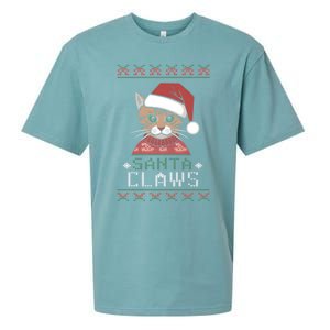 Santa Claw Ugly Christmas N Cat Xmas Cute Gift Sueded Cloud Jersey T-Shirt