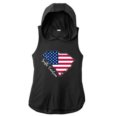 South Carolina United States Map T Shirt Ladies PosiCharge Tri-Blend Wicking Draft Hoodie Tank