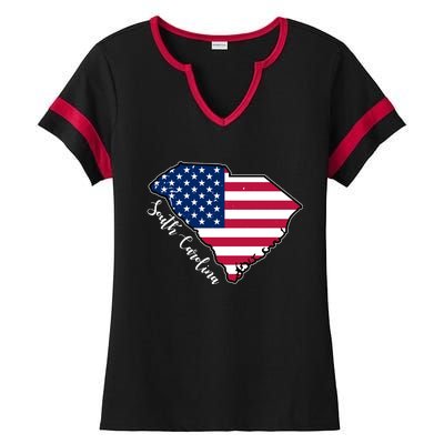 South Carolina United States Map T Shirt Ladies Halftime Notch Neck Tee