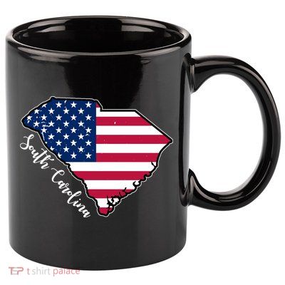South Carolina United States Map T Shirt 11oz C Handle Ceramic Mug