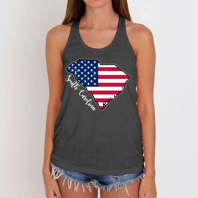 South Carolina United States Map T Shirt Women's Knotted Racerback Tank