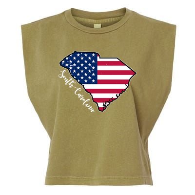 South Carolina United States Map T Shirt Garment-Dyed Women's Muscle Tee