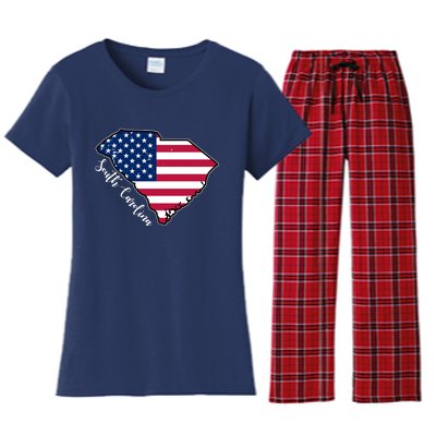 South Carolina United States Map T Shirt Women's Flannel Pajama Set