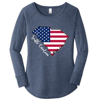 South Carolina United States Map T Shirt Women's Perfect Tri Tunic Long Sleeve Shirt
