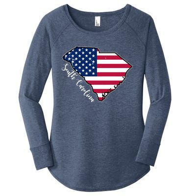 South Carolina United States Map T Shirt Women's Perfect Tri Tunic Long Sleeve Shirt