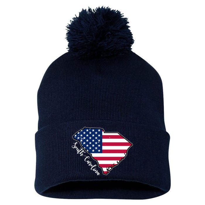 South Carolina United States Map T Shirt Pom Pom 12in Knit Beanie