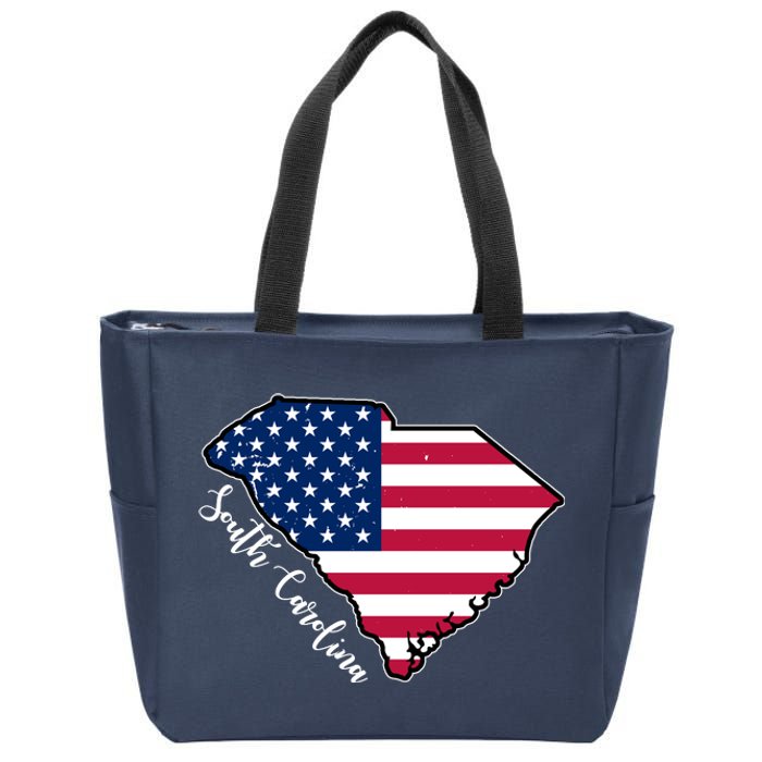 South Carolina United States Map T Shirt Zip Tote Bag