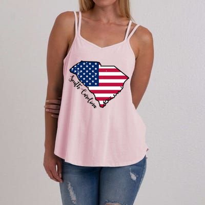 South Carolina United States Map T Shirt Women's Strappy Tank