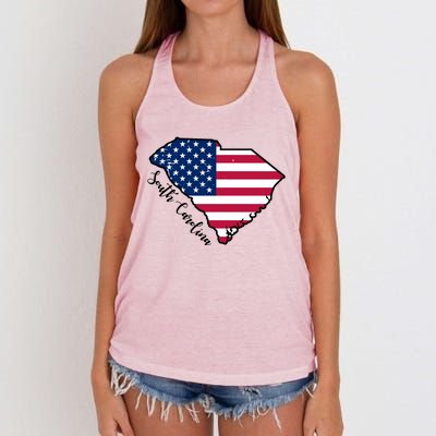 South Carolina United States Map T Shirt Women's Knotted Racerback Tank