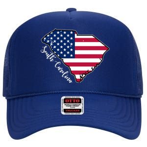 South Carolina United States Map T Shirt High Crown Mesh Back Trucker Hat