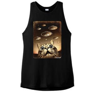 Shocked Cat Ufo Fleet Alien Ladies PosiCharge Tri-Blend Wicking Tank