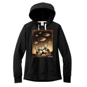 Shocked Cat Ufo Fleet Alien Women's Fleece Hoodie