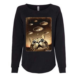 Shocked Cat Ufo Fleet Alien Womens California Wash Sweatshirt