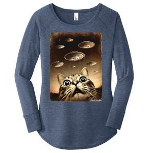 Shocked Cat Ufo Fleet Alien Women's Perfect Tri Tunic Long Sleeve Shirt