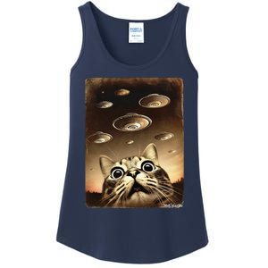 Shocked Cat Ufo Fleet Alien Ladies Essential Tank