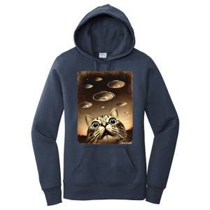 Shocked Cat Ufo Fleet Alien Women's Pullover Hoodie