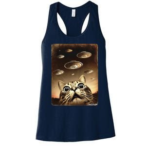 Shocked Cat Ufo Fleet Alien Women's Racerback Tank