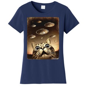 Shocked Cat Ufo Fleet Alien Women's T-Shirt