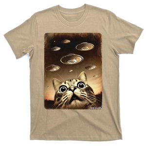 Shocked Cat Ufo Fleet Alien T-Shirt