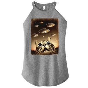 Shocked Cat Ufo Fleet Alien Women's Perfect Tri Rocker Tank