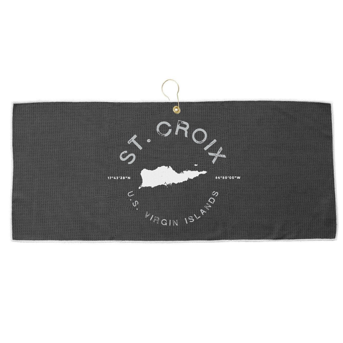 St. Croix Usvi Graphic Vintage Retro Large Microfiber Waffle Golf Towel
