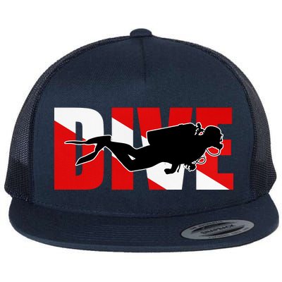 Scuba Dive Logo Flat Bill Trucker Hat