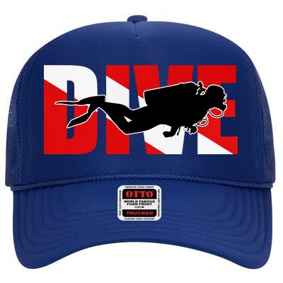 Scuba Dive Logo High Crown Mesh Back Trucker Hat