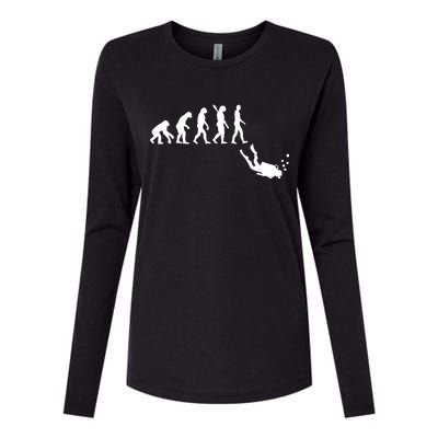 Scuba Diver Evolution Womens Cotton Relaxed Long Sleeve T-Shirt