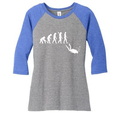 Scuba Diver Evolution Women's Tri-Blend 3/4-Sleeve Raglan Shirt