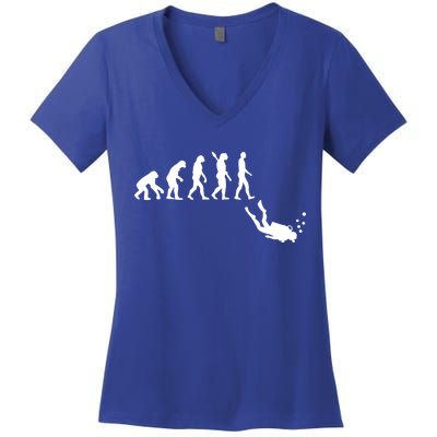 Scuba Diver Evolution Women's V-Neck T-Shirt