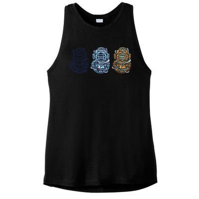 Scuba Diver Vintage Ladies PosiCharge Tri-Blend Wicking Tank