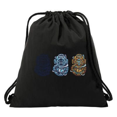Scuba Diver Vintage Drawstring Bag