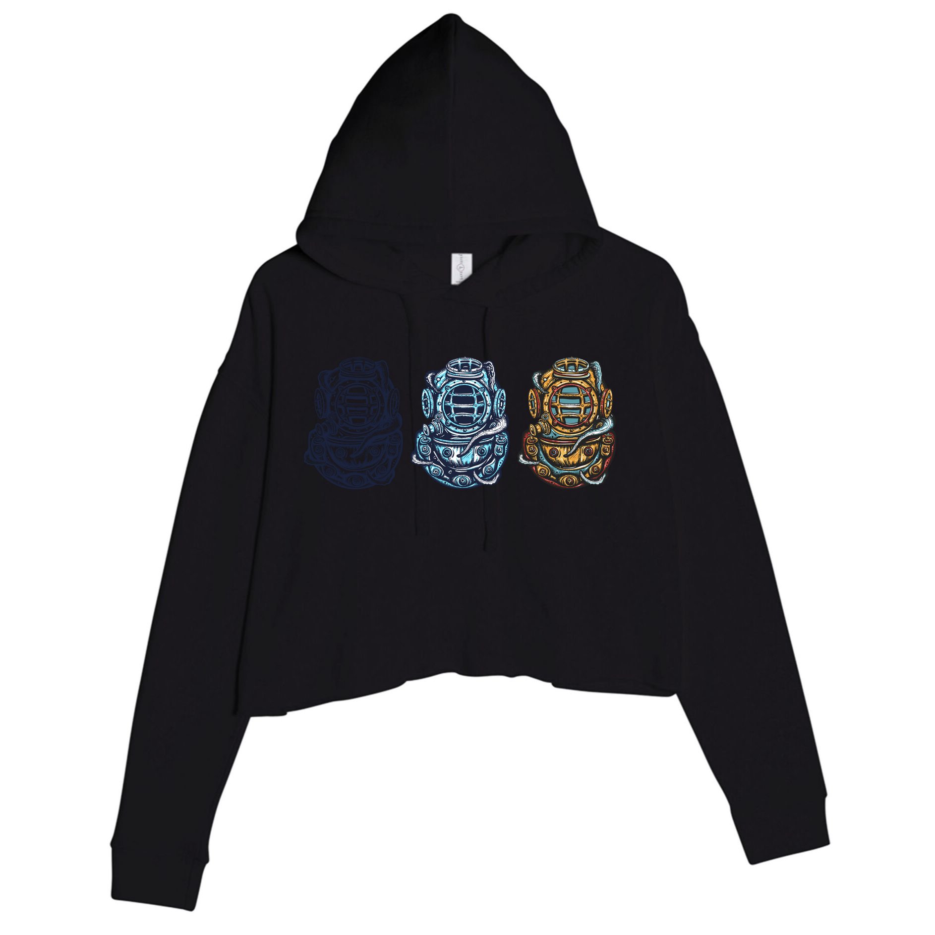 Scuba Diver Vintage Crop Fleece Hoodie