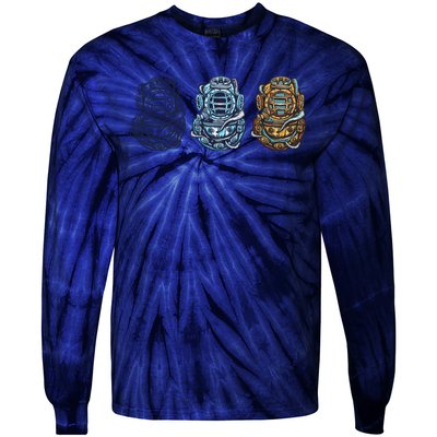 Scuba Diver Vintage Tie-Dye Long Sleeve Shirt