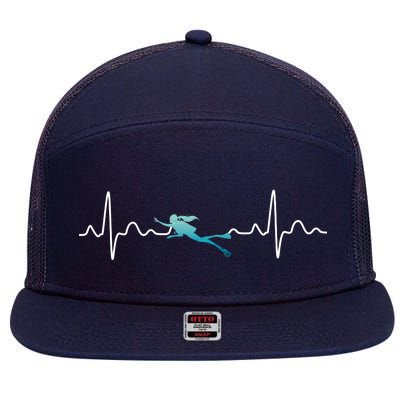 Scuba Diving Heartbeat Pulse 7 Panel Mesh Trucker Snapback Hat