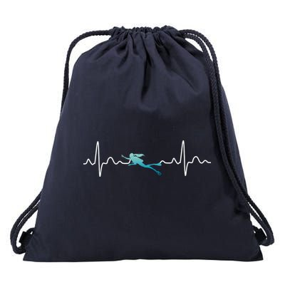Scuba Diving Heartbeat Pulse Drawstring Bag