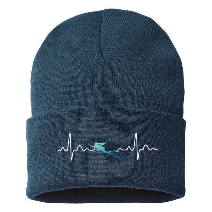 Scuba Diving Heartbeat Pulse Sustainable Knit Beanie