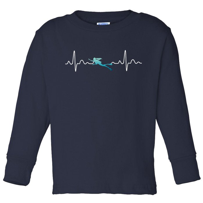 Scuba Diving Heartbeat Pulse Toddler Long Sleeve Shirt