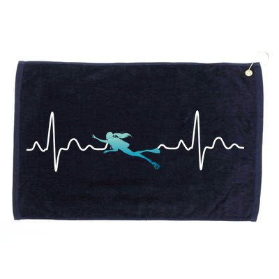 Scuba Diving Heartbeat Pulse Grommeted Golf Towel