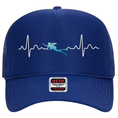 Scuba Diving Heartbeat Pulse High Crown Mesh Back Trucker Hat