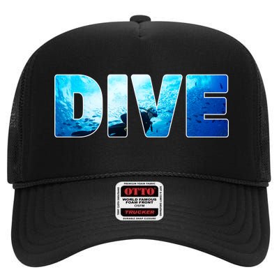 Scuba Diving Ocean High Crown Mesh Back Trucker Hat