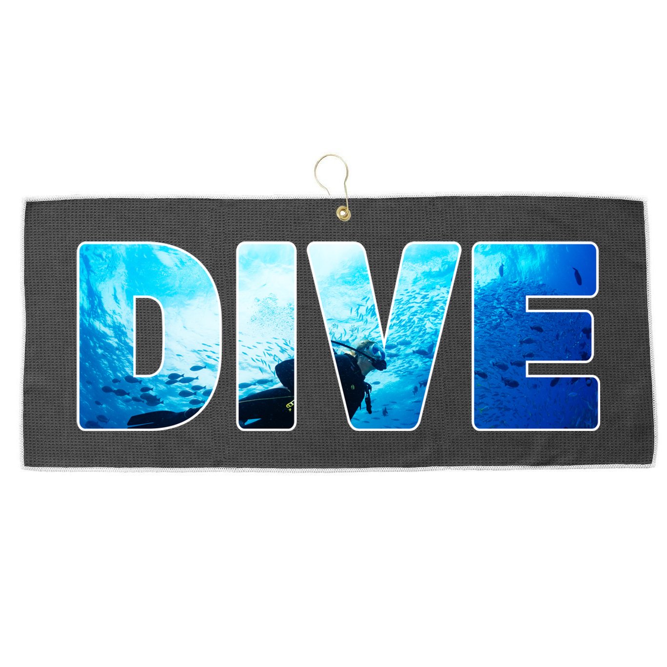 Scuba Diving Ocean Large Microfiber Waffle Golf Towel